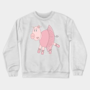 Pink Ballerina Pig In Tutu Digital Art | Melanie Jensen Illustrations Crewneck Sweatshirt